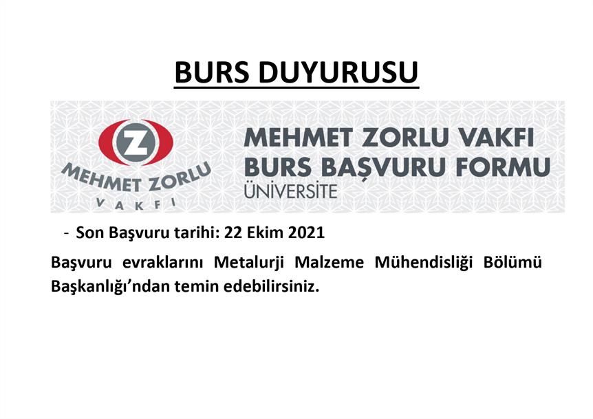 Mehmet Zorlu Bursu Broşür